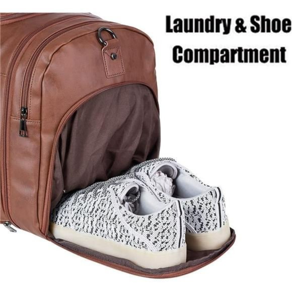 Duffel Backpack with Shoe Pouch, Waterproof Bags  Backpack for Men Women-Brown